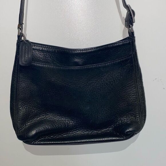 Vintage Coach Women's Black Hudson Pebbled Leather Crossbody Purse Bag - Picture 1 of 11